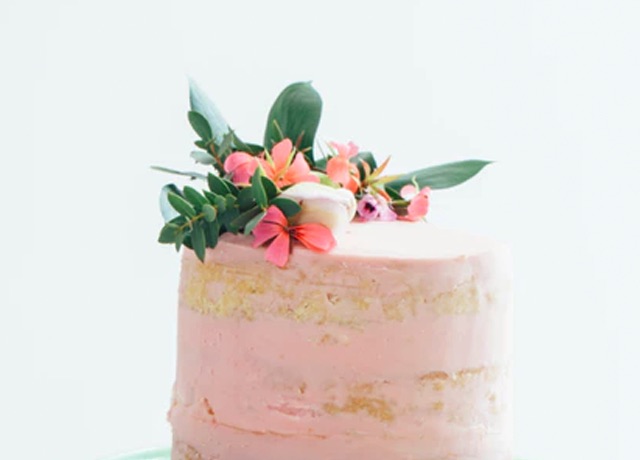 A decorated floral cake.